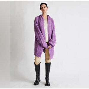 Women's BERYLL Purple Cashmere Blend Hooded Cardigan O/S